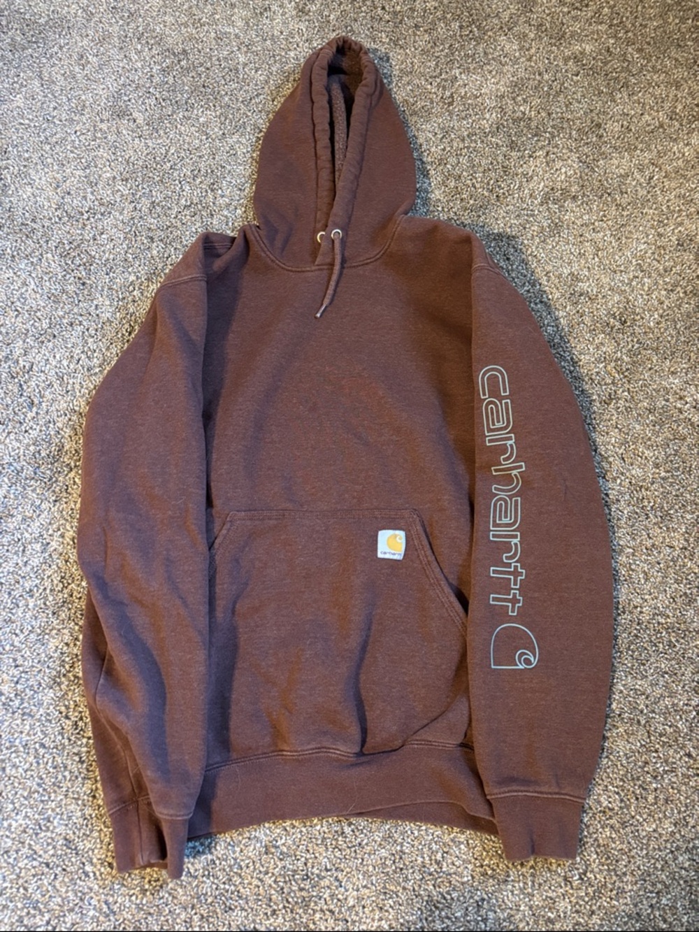 Carhartt Brown Hoodie with Sleeve Logo